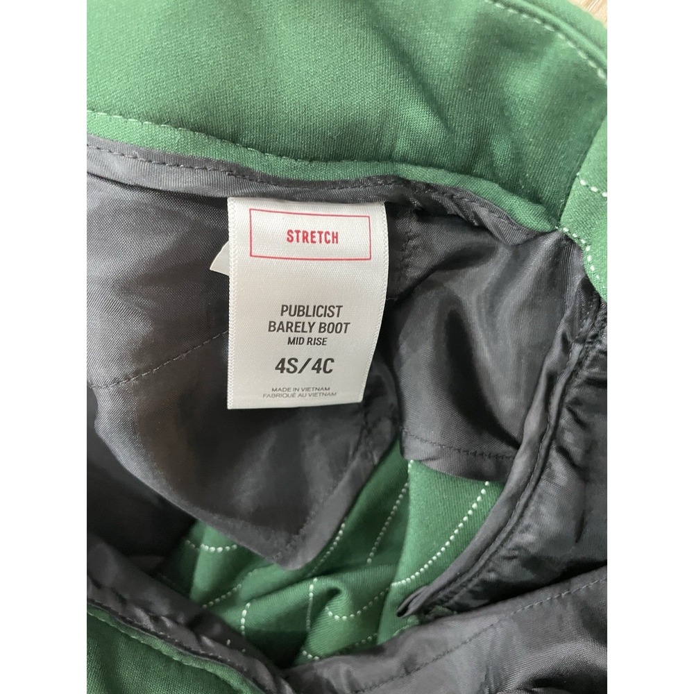 Express Publicist Barely Boot Mid Rise Green Pinstripe Stretch Pants Size 4S - Picture 9 of 15